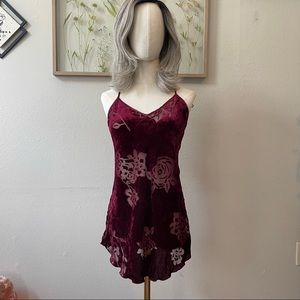 Velvet Tank with Mesh Roses